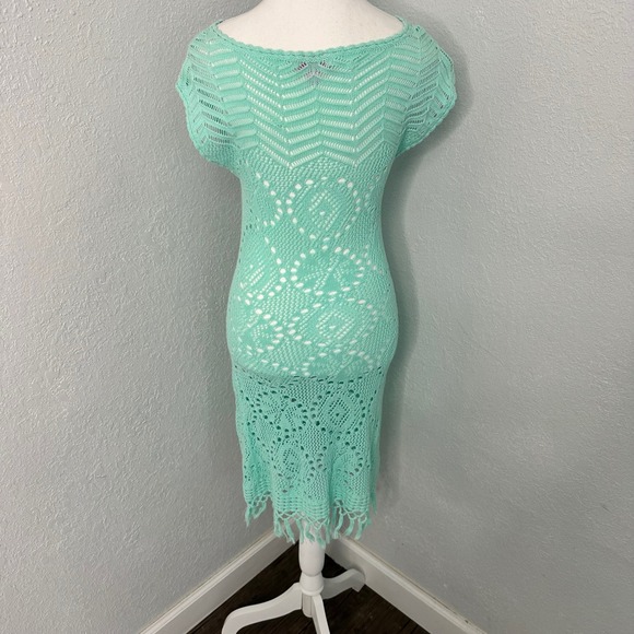 Lilly Pulitzer teal Crochet Knit‎ Swim Cover Up Dress XS - Picture 5 of 7